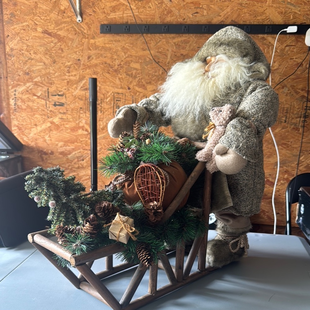 Rustic Santa Claus with Sleigh and Greenery